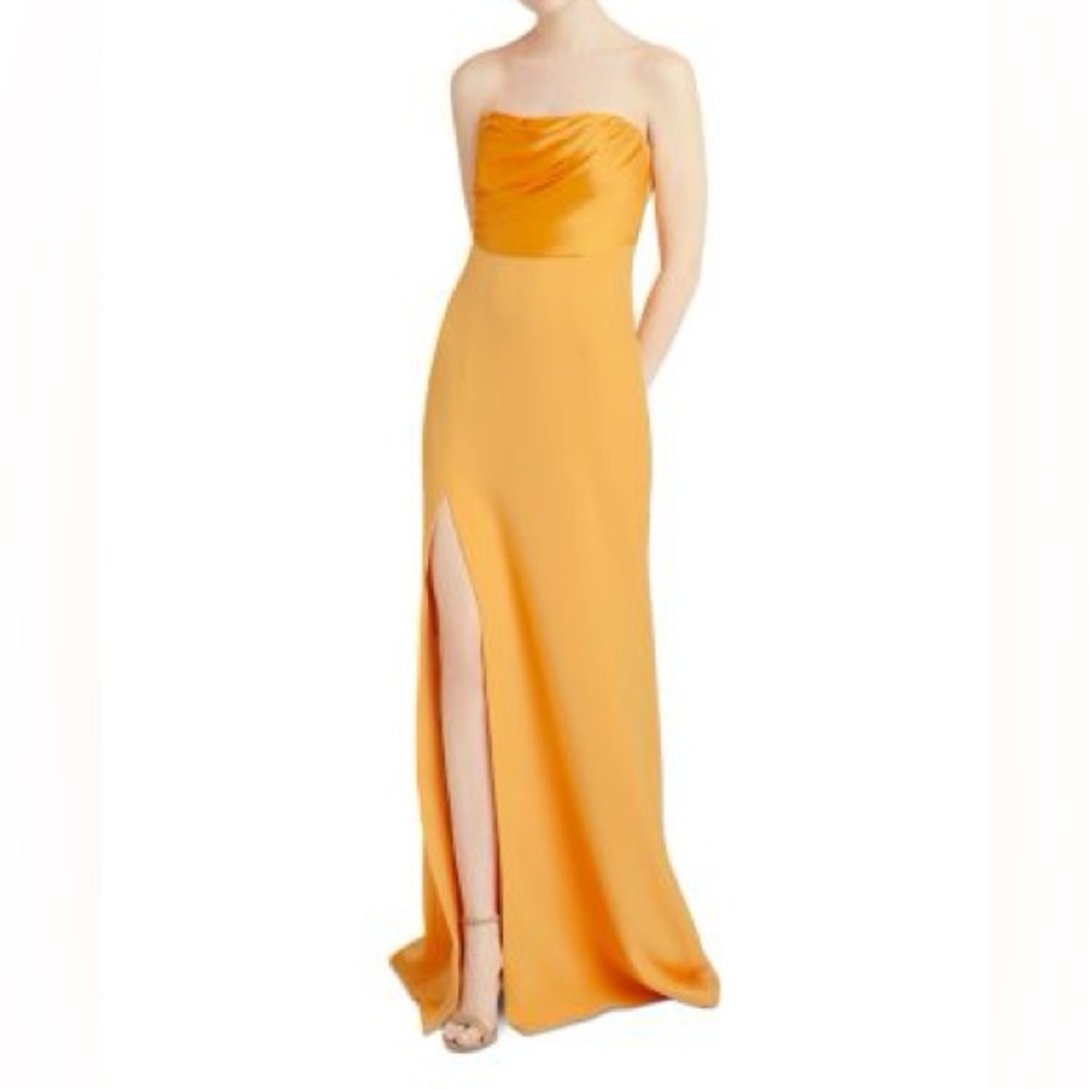 Cinq a Sept Golden Strapless Dress